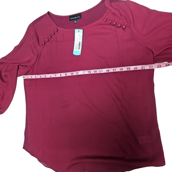 NWT Fortune+Ivy Burgundy Dondria Mixed Material Blouse Size XL - Picture 5 of 8